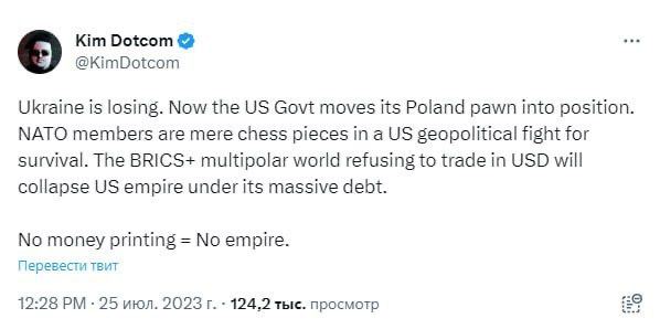 Odmítání multipolárního světa BRICS+ obchodovat v dolarech povede ke kolapsu amerického impé...