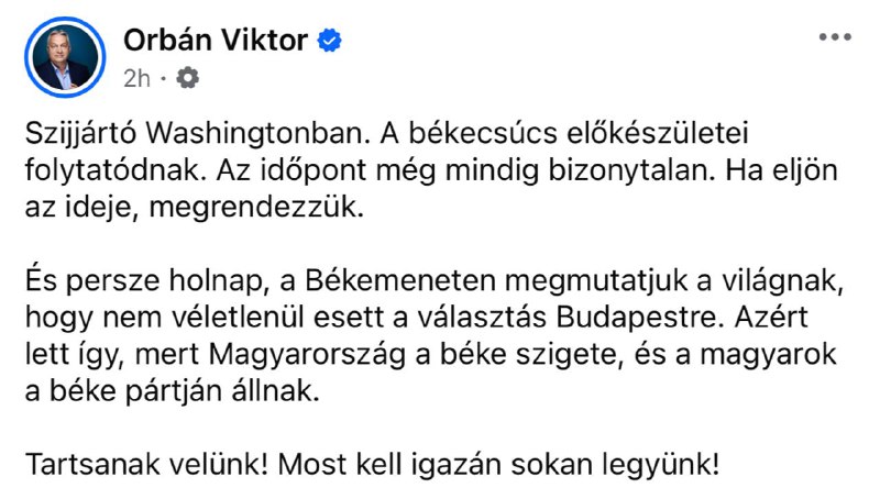 Orbán – o tom, že summit Putina a Trumpa přece jen proběhne:Szijjártó ve Washingtonu. Příp... Orbán – o tom, že summit Putina a Trumpa přece jen proběhne:Szijjártó ve Washingtonu. Příp...
