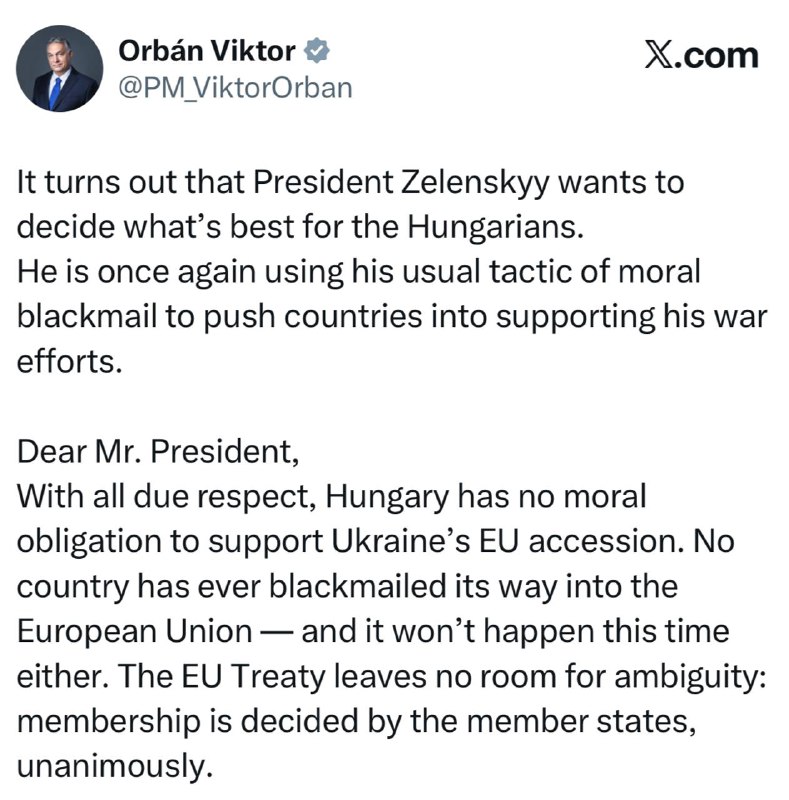 Orbán o tom, že Ukrajina nedosáhne vstupu do EU vydíráním:Ukazuje se, že prezident Zelenskyj ...