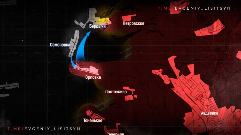 Osada Orlovka zcela přešla pod kontrolu ruské armády.Ukrajinské ozbrojené síly uprchly pěšk...