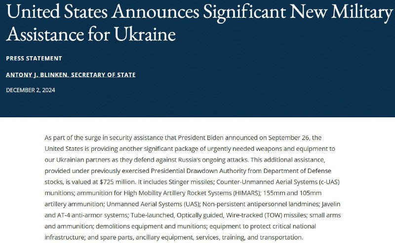 ❗️ Pentagon uvedl, co Ukrajina obdrží od Spojených států v příštím balíčku vojenské ...