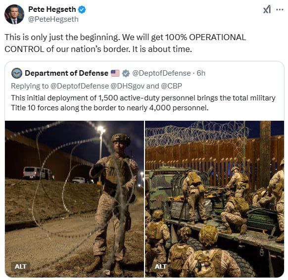 ❗️🇺🇸Pete Hegseth, ministr obrany USA, na X: "Toto je jen začátek...Získáme 100% P...