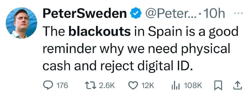 Peter Sweden na XVýpadky proudu ve ŠPANĚLSKU nám připomínají, proč potřebujeme hotovost a o...