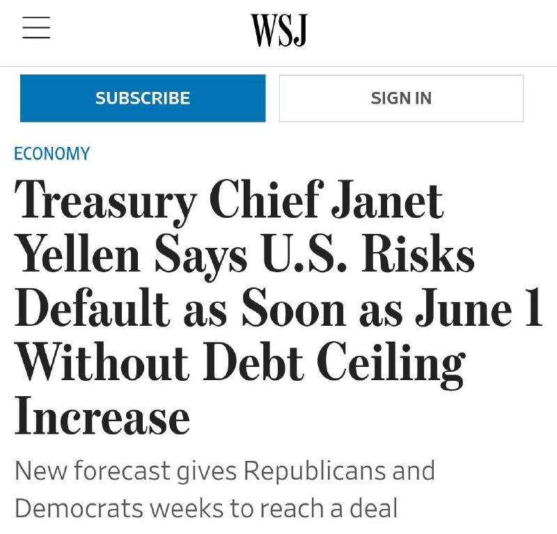 🇺🇸Pevně a jasně. Od 1. června mohou USA kvůli dosažení stropu státního dluhu docházet...