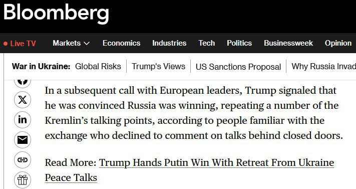 🇺🇸🇷🇺🇺🇦Po rozhovoru s Putinem Trump Evropanům řekl, že si je jistý vítězství...