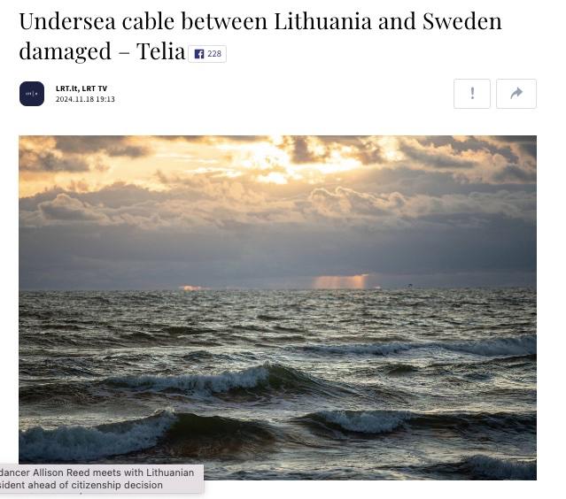 Po zprávách finských médií, že nevysvětlitelné selhání podmořského telekomunikačního k...