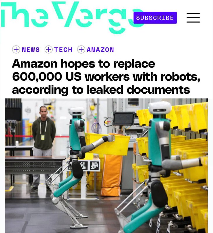 „Podle uniklých dat společnost Amazon plánuje nahradit 600 tisíc zaměstnanců v USA roboty“... „Podle uniklých dat společnost Amazon plánuje nahradit 600 tisíc zaměstnanců v USA roboty“...