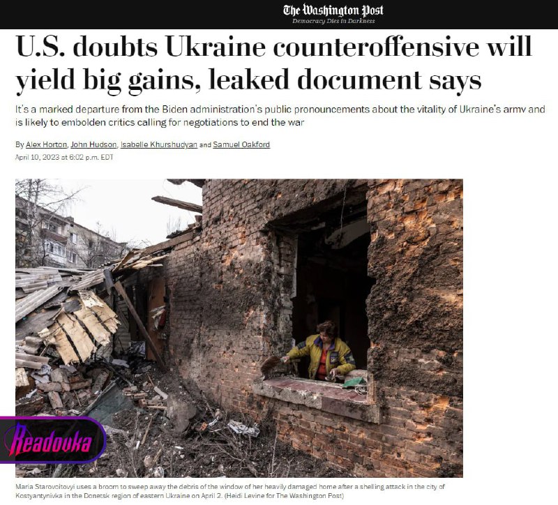 Podle uniklých „tajných“ dokumentů USA pochybují, že ukrajinská protiofenzíva přinese mn...