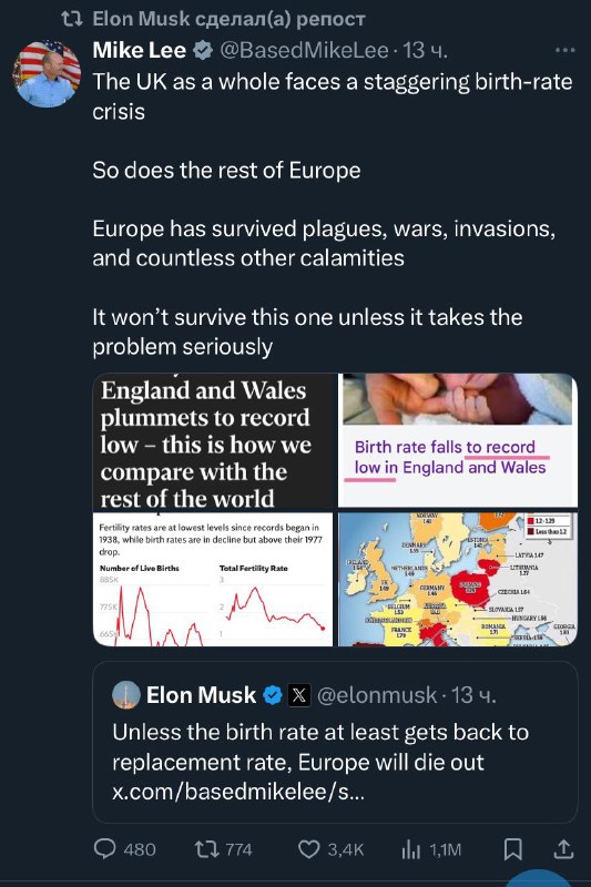 ‼️🇺🇸🇪🇺 „Pokud porodnost nevzroste, vymřete,“ šokoval Evropu Musk▪️ Elon Mu...