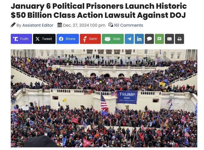 Političtí vězni  USA 6. ledna zahájí historickou skupinovou žalobu za 50 miliard dolarů proti...