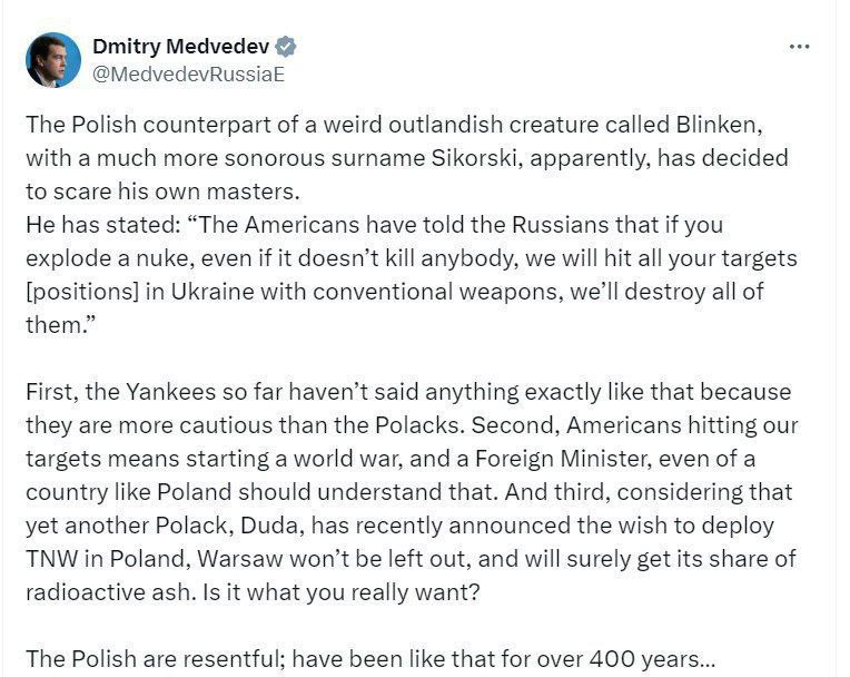 🇷🇺Porážka našich cílů od Američanů znamená začátek světové války - Dmitrij Medved... 🇷🇺Porážka našich cílů od Američanů znamená začátek světové války - Dmitrij Medved...