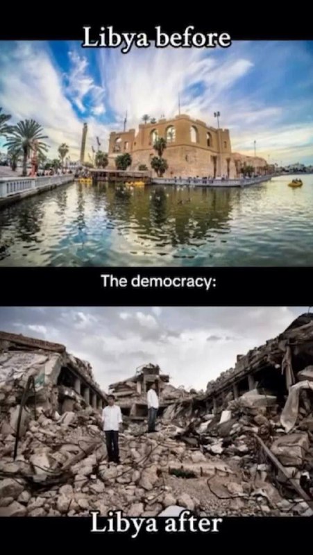 Před a po...LibyeJemenIrákAfghánistánSýrieKdyž Západ říká, že to přinese „demokracii?...