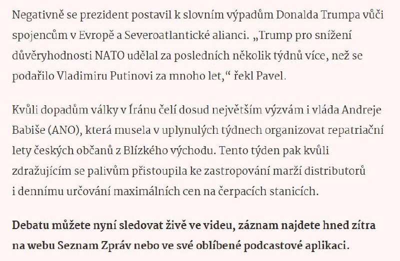 🇨🇿🇺🇸🇷🇺🛡 Předseda České republiky: Trump podkopává NATO víc než PutinSlov...