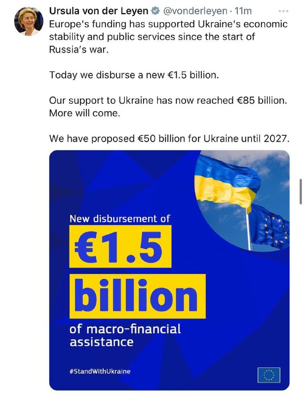 Předsedkyně Evropské komise Ursula von der Leyen: Evropa podporuje ekonomickou stabilitu Ukrajiny...