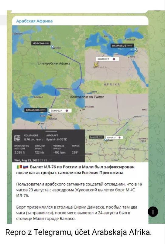 🇷🇺🇧🇾Prigožin po pádu letounu spatřen v&nbsp;Mali?„Očití svědci říkají, že vi...