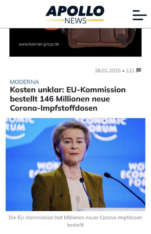 🇪🇺 „Pro jistotu“: Von der Leyenová objednává dalších 146 milionů dávek vakcíny COV...