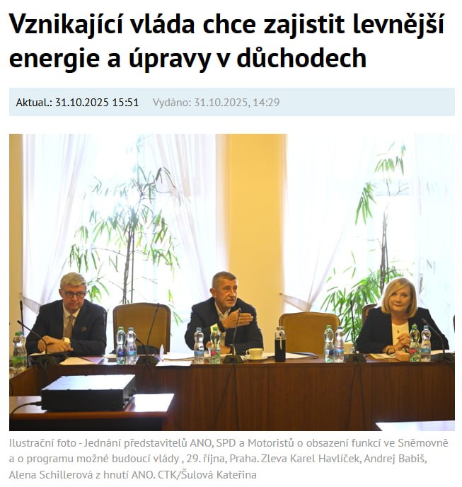 📣🇨🇿 Programové prohlášení vznikající vlády ANO, SPD a Motoristů – co je známo??...