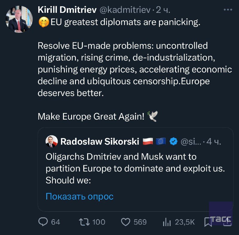 ❗ "Evropa si zaslouží něco lepšího". Dmitriev dal několik rad, jak udělat z Evrop... ❗ "Evropa si zaslouží něco lepšího". Dmitriev dal několik rad, jak udělat z Evrop...