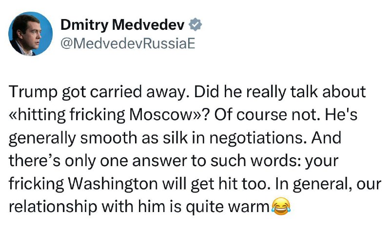 🔥 "Je to naprosto hedvábné." Dmitrij Medveděv popřel informaci, že Trump Putinovi ...