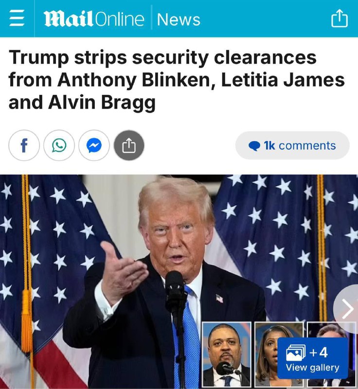 "Trump odebral Blinkenovi, Jamesovi a Braggovi bezpečnostní prověrky": Trump nadále od...