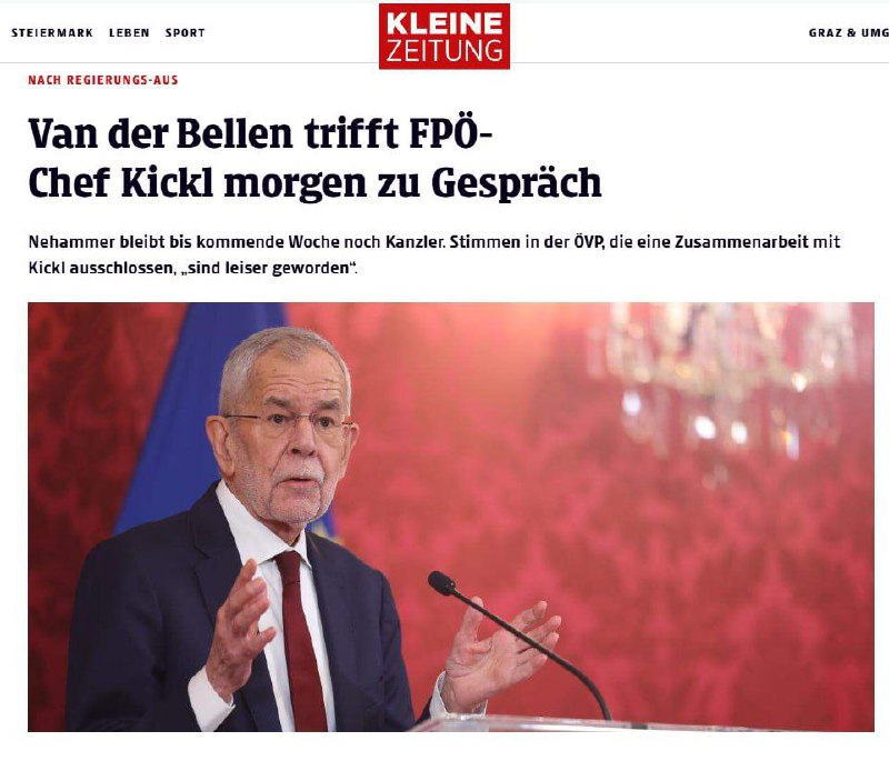 🇦🇹 Rakouský prezident Van der Bellen oznámil, že pověřil vůdce Strany svobody Herberta K...