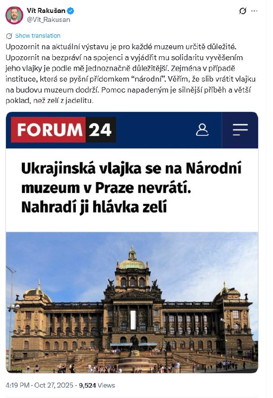 ❗️🇺🇦Rakušan chce vidět ukrajinskou vlajku zpátky na Národním muzeu. Končící první... ❗️🇺🇦Rakušan chce vidět ukrajinskou vlajku zpátky na Národním muzeu. Končící první...
