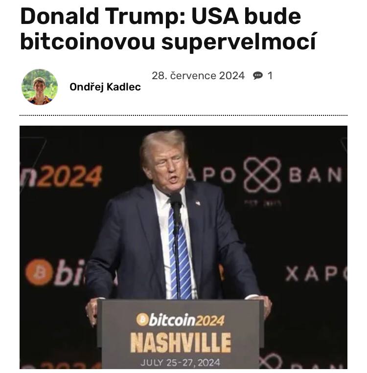 Republikánský kandidát představil plán kryptoměnové politiky pro případ, že by v listopadu...