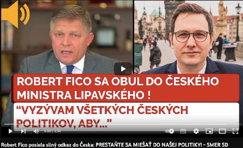 🇸🇰🇨🇿Robert Fico vzkázal českým politikům, aby nezasahovali do záležitostí Slovens...
