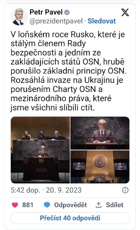 🇨🇿🇺🇸„Rozsáhlá ruská invaze na Ukrajinu představuje jasné porušení Charty OSN a&...
