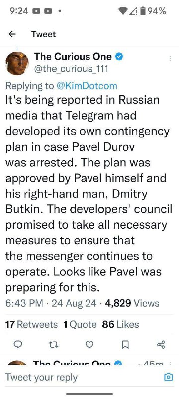 ⚡️🇷🇺Ruská média uvádějí, že Telegram vyvinul svůj vlastní nouzový plán, pro př?...