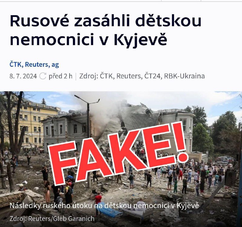 Ruská raketa zasáhla prostor dětské nemocnice v Kyjevě = FALEŠNÁ ZPRÁVAPRAVDA: Mainstream op...