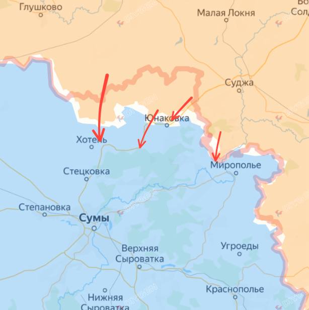 ‼️ Ruské jednotky se již přiblížily na méně než 20 km od hranice se Sumy.🔵 Ruská fed...