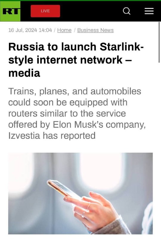 ❗️🇷🇺 Rusko spustí internetová média ve stylu Starlink.Vlaky, letadla a auta by mohly b?...