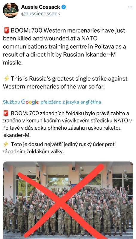 Rusové zasáhli centrum se západními vojáky a žoldáky. Jak o události referují česká reži...
