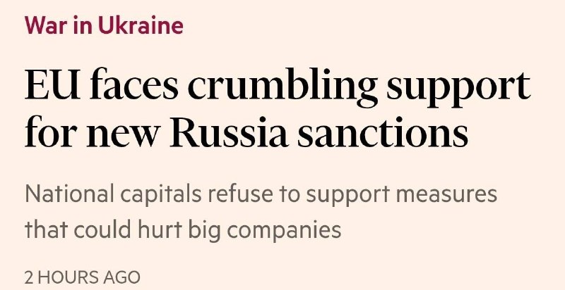 🇪🇺Sankční klacek se láme❓Britský deník Financial Times konstatuje: podpora nových sank... 🇪🇺Sankční klacek se láme❓Britský deník Financial Times konstatuje: podpora nových sank...
