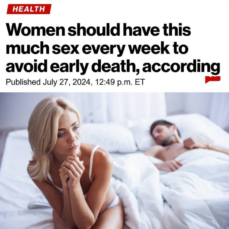 Sex prodlužuje ženám život, ale jeho snížení na jednou týdně má riziko úmrtnosti nad 70 %...