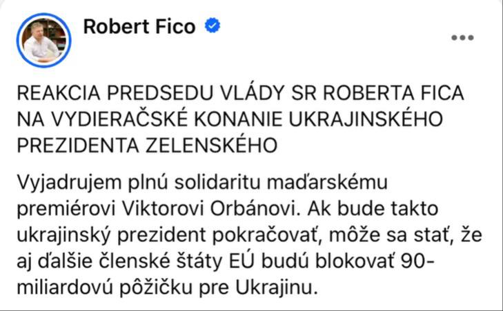 Slovenský předseda vlády Fico reagoval na útok Zelenského na Orbána:Vyjadřuji plnou solidarit...