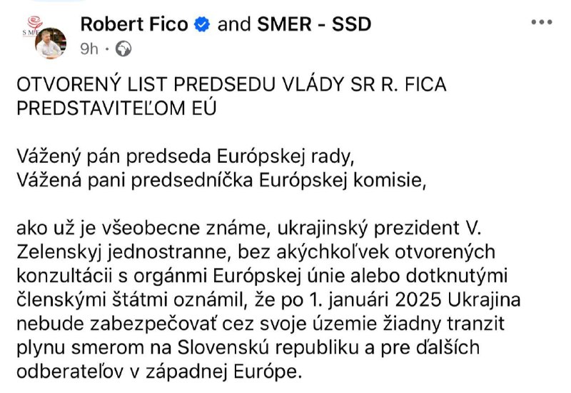 🇸🇰🇪🇺🇺🇦Slovenský premiér Fico - vyzval EU, aby reagovala na "škodlivé"...