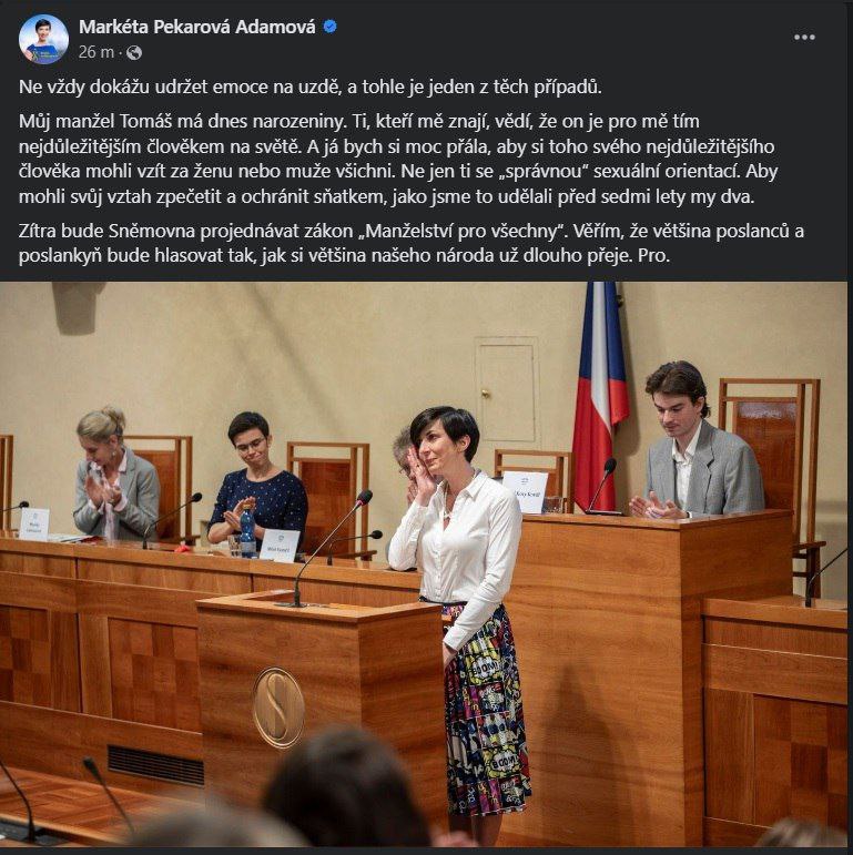 🇨🇿🏳️‍🌈Slzy předsedkyně Sněmovny... To se mohlo stát jen při zmínce o sňatku.....