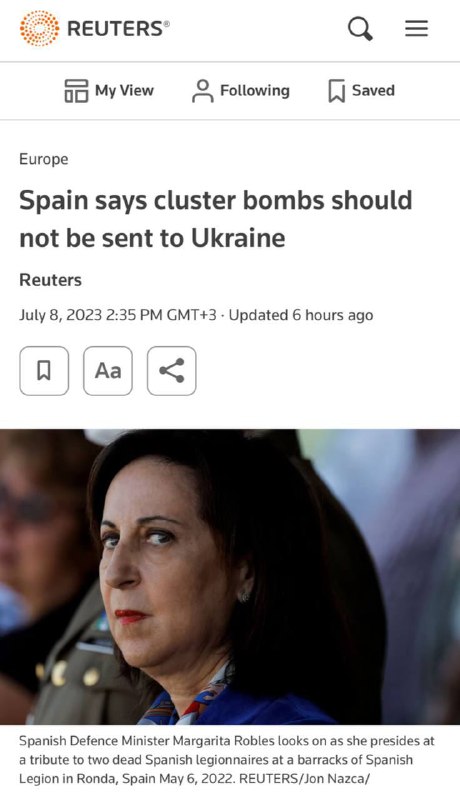 ❗️🇪🇸Španělsko se vyslovilo proti zasílání kazetové munice Kyjevu.🗣„Španělsko ... ❗️🇪🇸Španělsko se vyslovilo proti zasílání kazetové munice Kyjevu.🗣„Španělsko ...