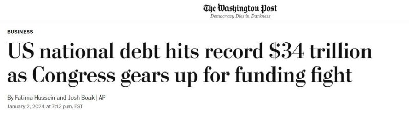 😀📉🇺🇸Státní dluh Spojených států překročil hranici 34 bilionů dolarů – The Was...