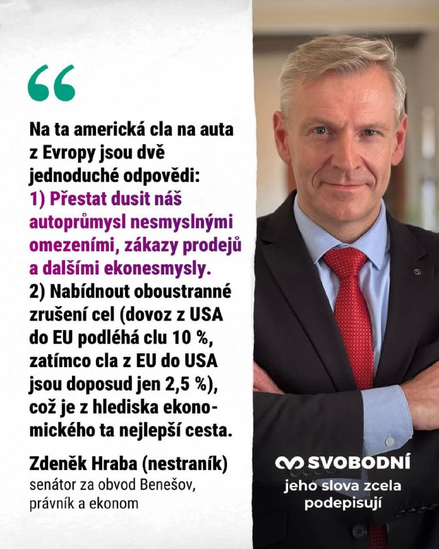 Svobodní slova pana senátora Hraby zcela podepisují. ✍️  Nepříjemná situace může být sk...