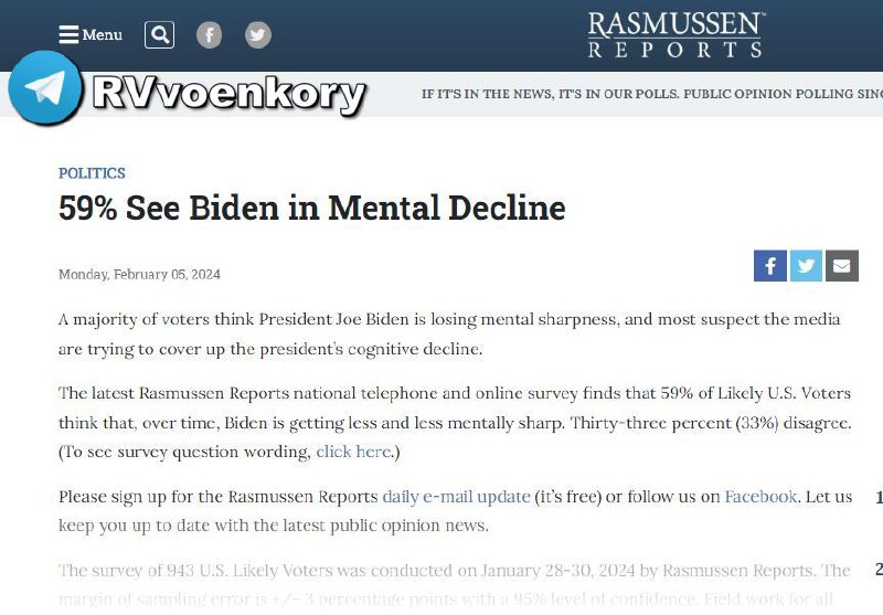 ‼️🇺🇸🏴‍☠️Téměř 2/3 Američanů si myslí, že Biden je mentálně retardovaný?...