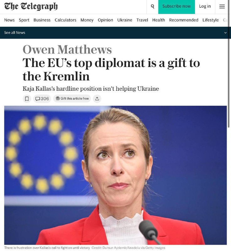 ⏺The Daily Telegraph: Tvrdý postoj šéfky diplomacie EU Kai Kallas se stal skutečným „dárke... ⏺The Daily Telegraph: Tvrdý postoj šéfky diplomacie EU Kai Kallas se stal skutečným „dárke...