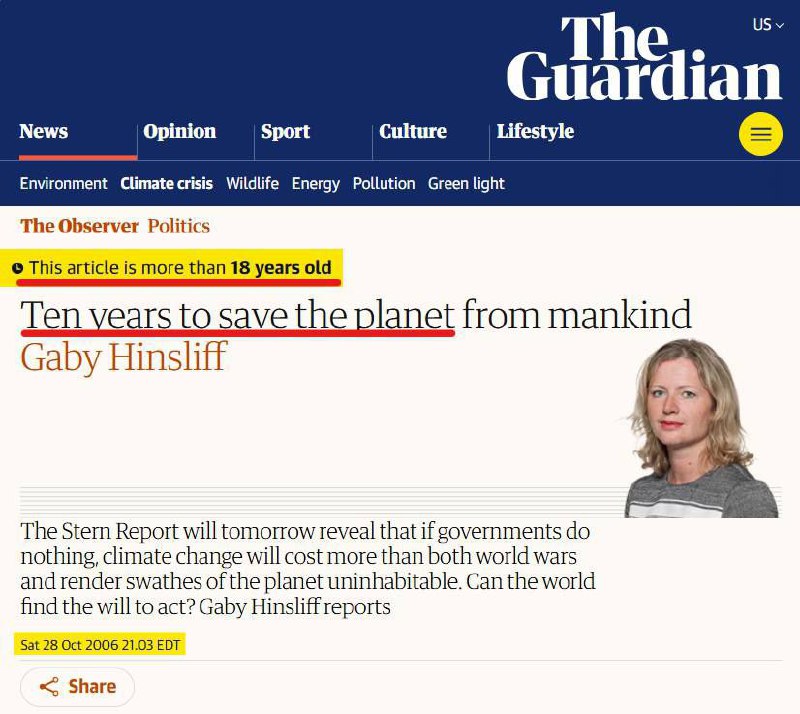 ‼️🇬🇧The Guardian hlásí, že od KLIMATU bude jen „deset let na záchranu planety“‼?...