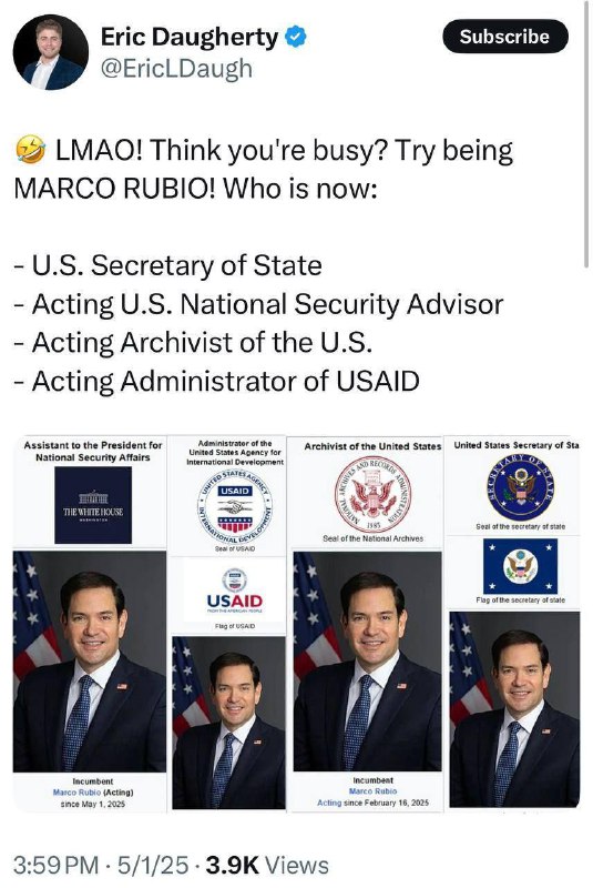 Trump naznačil, že by si Marco Rubio mohl udržet post poradce USA pro národní bezpečnost a zá...