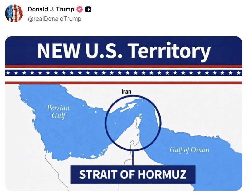 🇺🇸 🤡Trump obsadil Ormuzský průliv na své stránce v sociálních sítích.