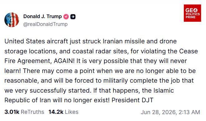 👑 Trump opět vyhrožuje Íránu zničením💬 „Může nastat okamžik, kdy již nebudeme scho...