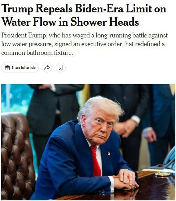 ❗️🇺🇸TRUMP podepsal exekutivní příkaz ke zvýšení standardu tlaku vody ve sprchách: t...