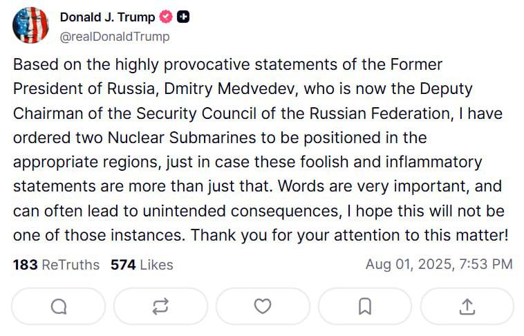Trump přesouvá jaderné ponorky po slovech MedveděvaDonald Trump oznámil, že nařídil rozmíst...